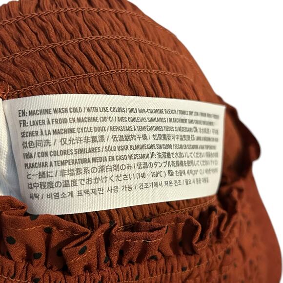 Abercrombie & Fitch Smocked Square Neck Tie Sleeve Crop Top Size Medium Rust - Picture 9 of 9